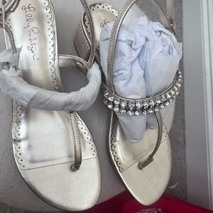 Lilly Pulitzer Metallic Sandals with Crystal Accents